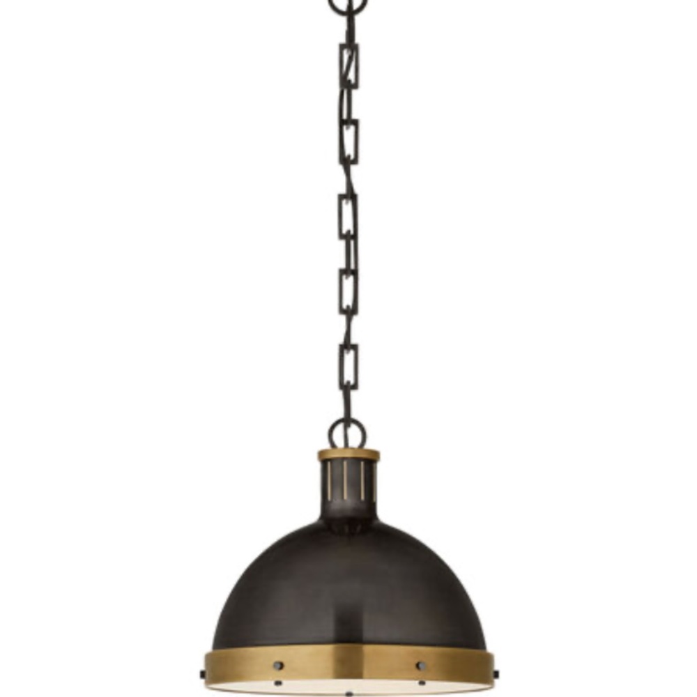 Visual Comfort Signature Collection Hicks Pendant, Bronze/Antiqued Brass